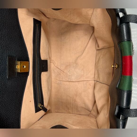 Gucci Totem Large Back Black Butterfly Bijou Hand Shoulder Leather Bag - Picture 9 of 15